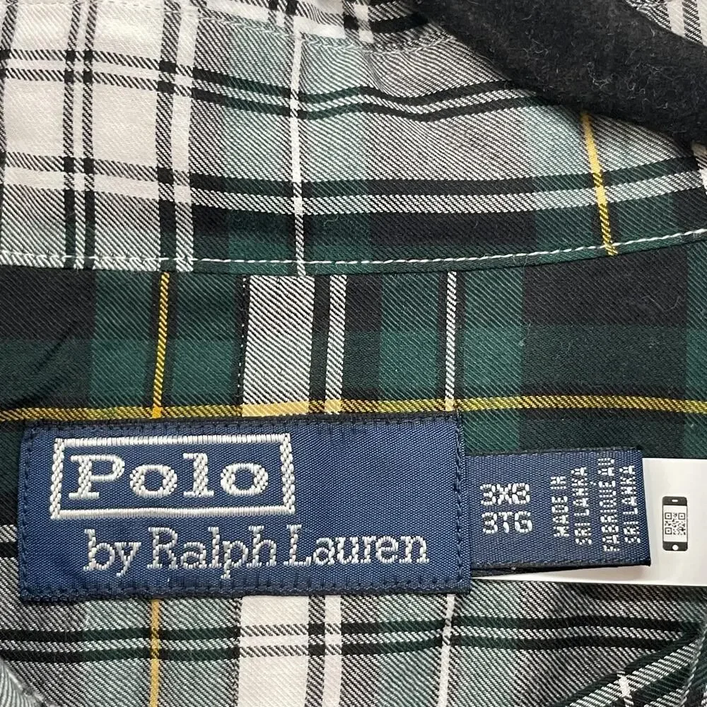 Polo Ralph Lauren Shirt Mens 3XB Green Plaid Big & Tall Long Sleeve Button Down - Picture 3 of 12